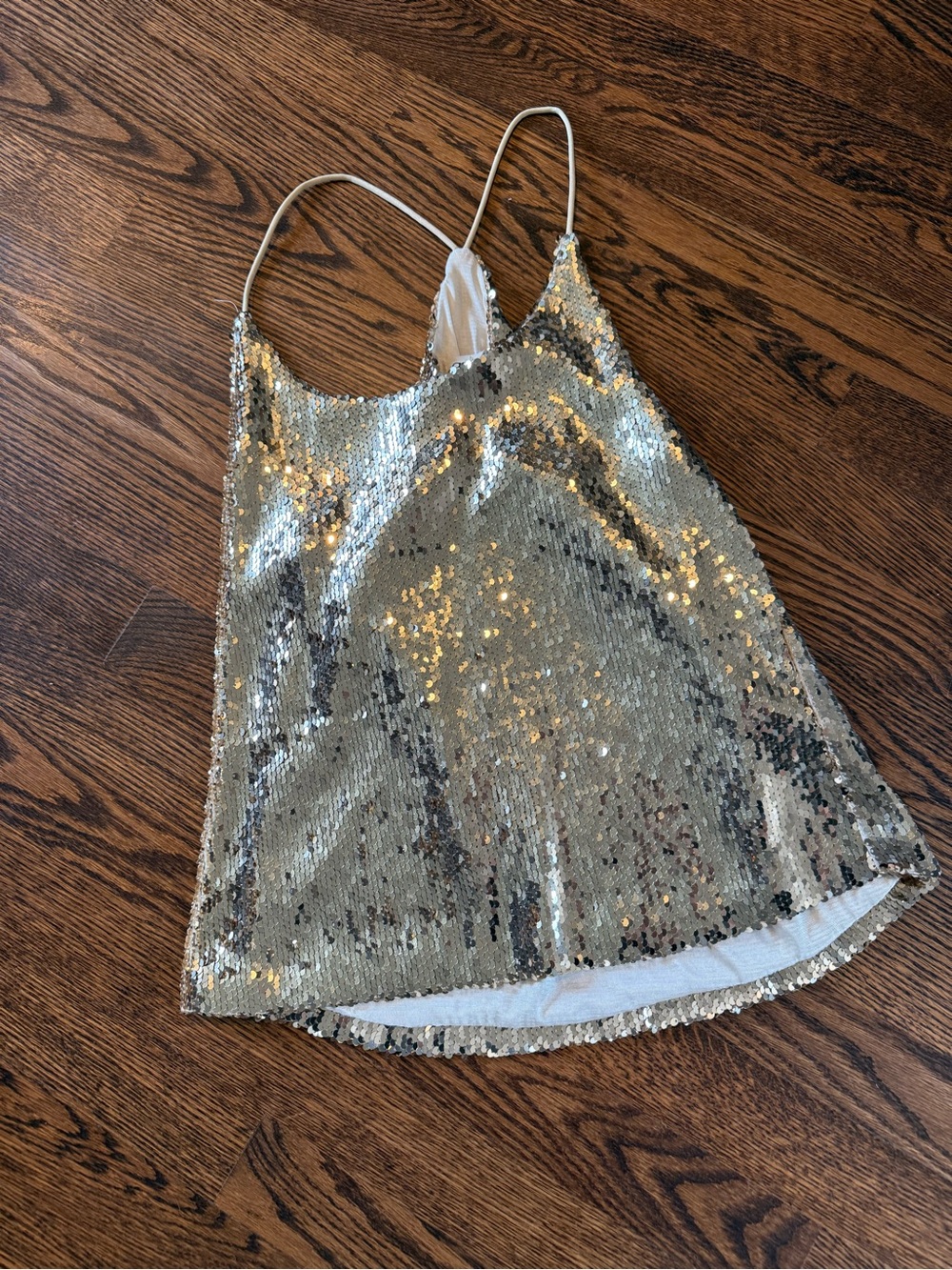 Gold Sequin Cami with Thin Adjustable Straps